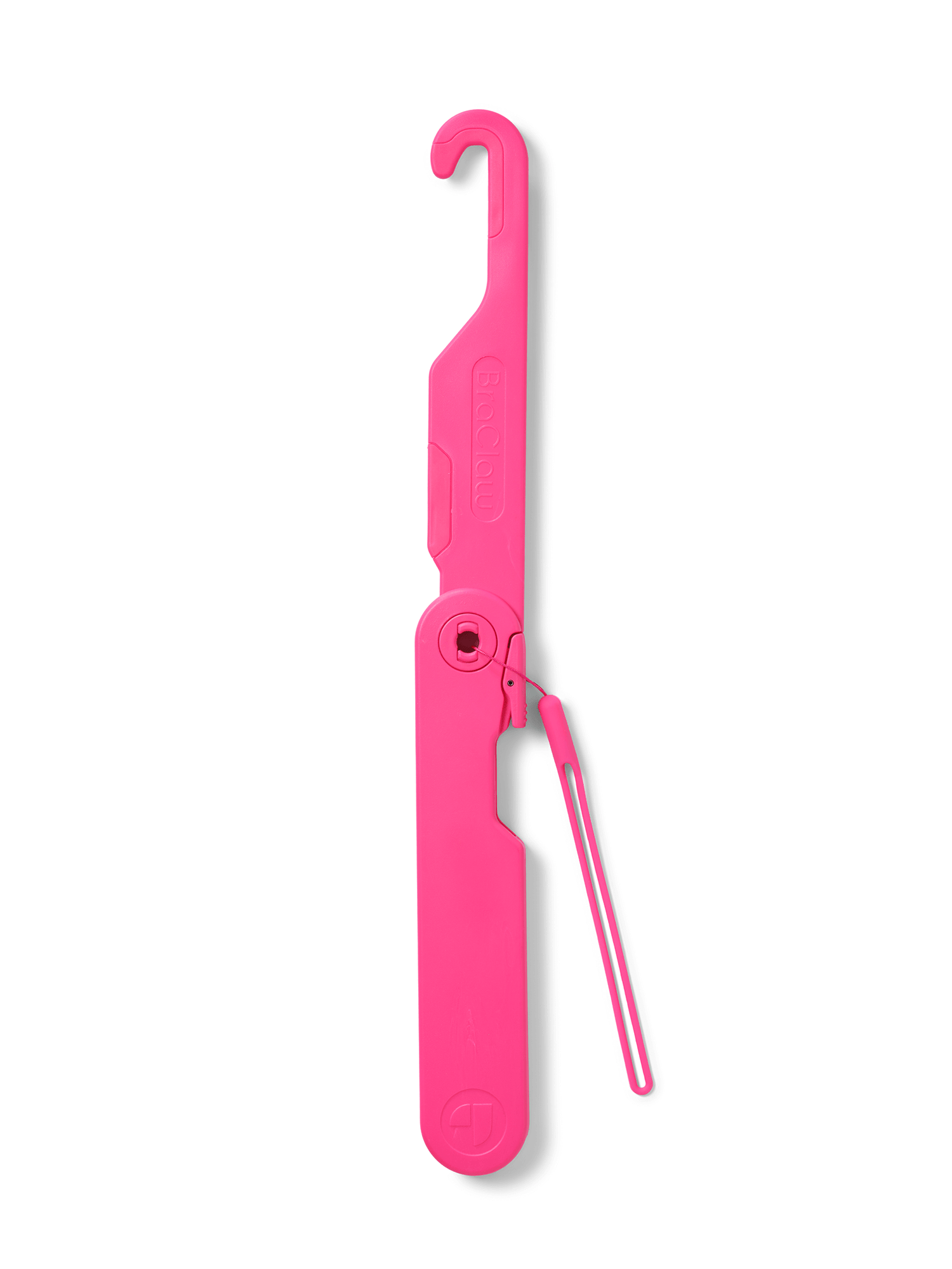 Pink BraClaw in fully extended position on a white background